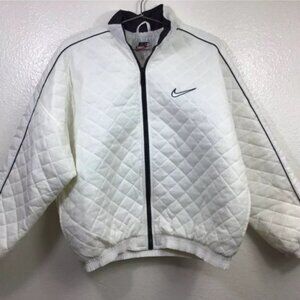 Vintage 1990's Nike Quilted Jacket in Cream White Size Medium